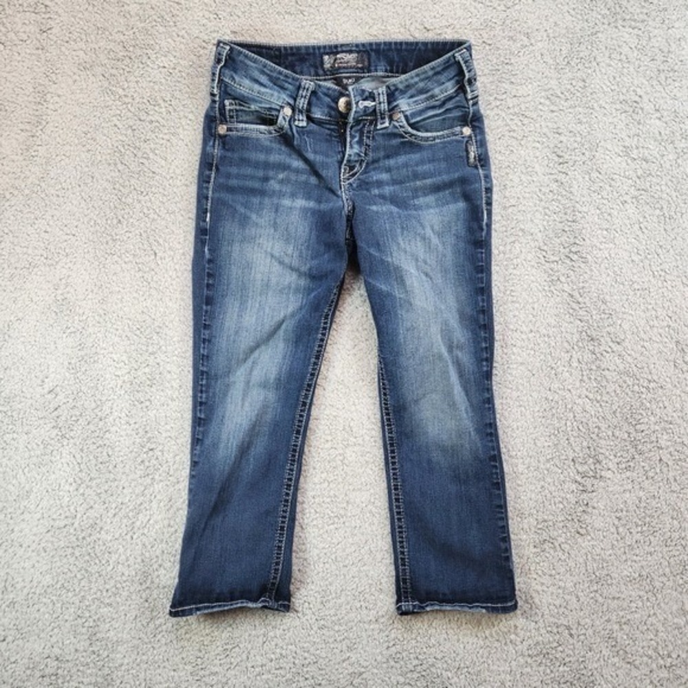 Silver Suki Capri Jeans Women's 28x22.5 (Fits 29x22) Blue Denim Mid Rise Outdoor